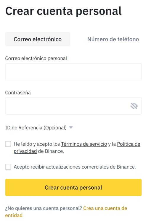 binance crear cuenta