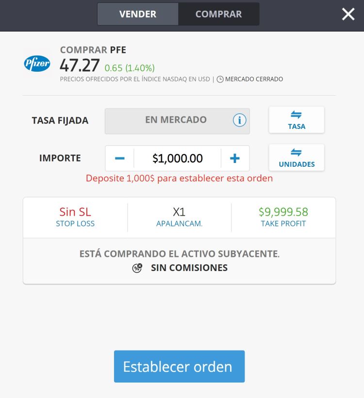 comprar acciones pfizer etoro